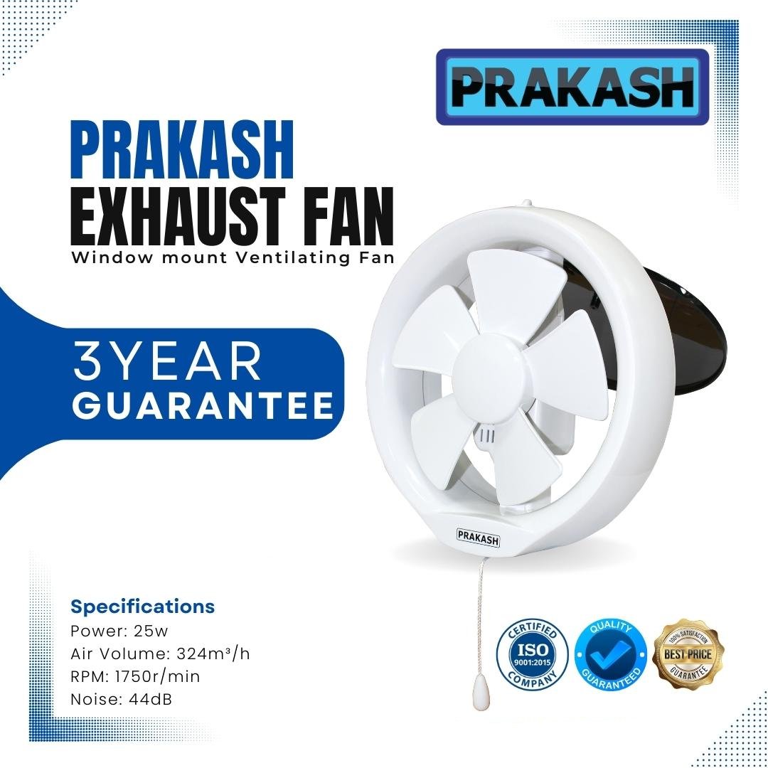 Prakash Window Mount Ventilating Fan / Exhaust Fan 6-inch (3 Year Guarantee)