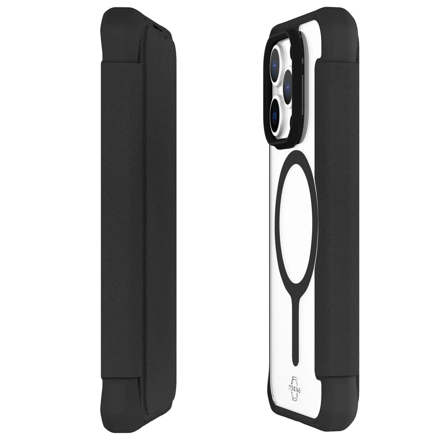 iPhone 15 Pro Max Itskins Hybrid Magfolio Leather Case - Black