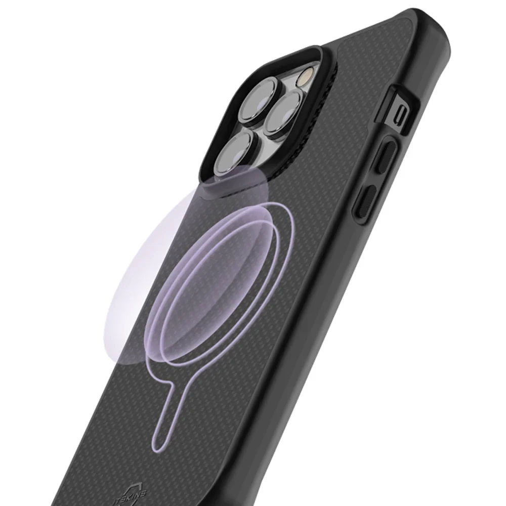 iPhone 15 Pro Itskins Ballistic Carbon Magsafe Case - Black