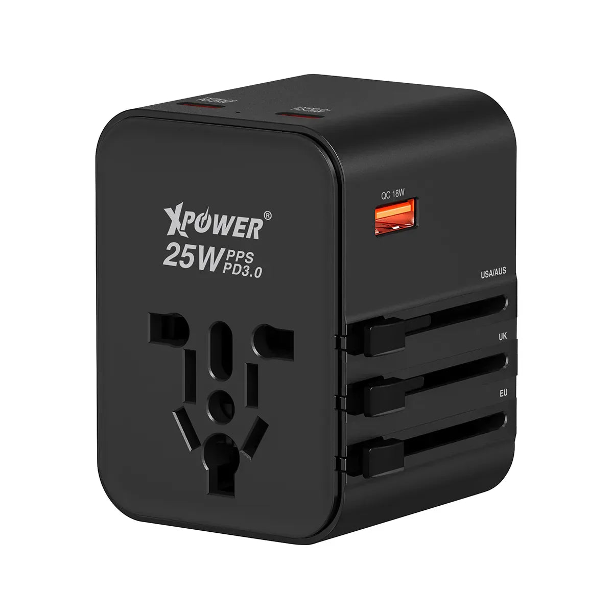 XPower 25W Travel Adapter 4 Output TA3B - Black