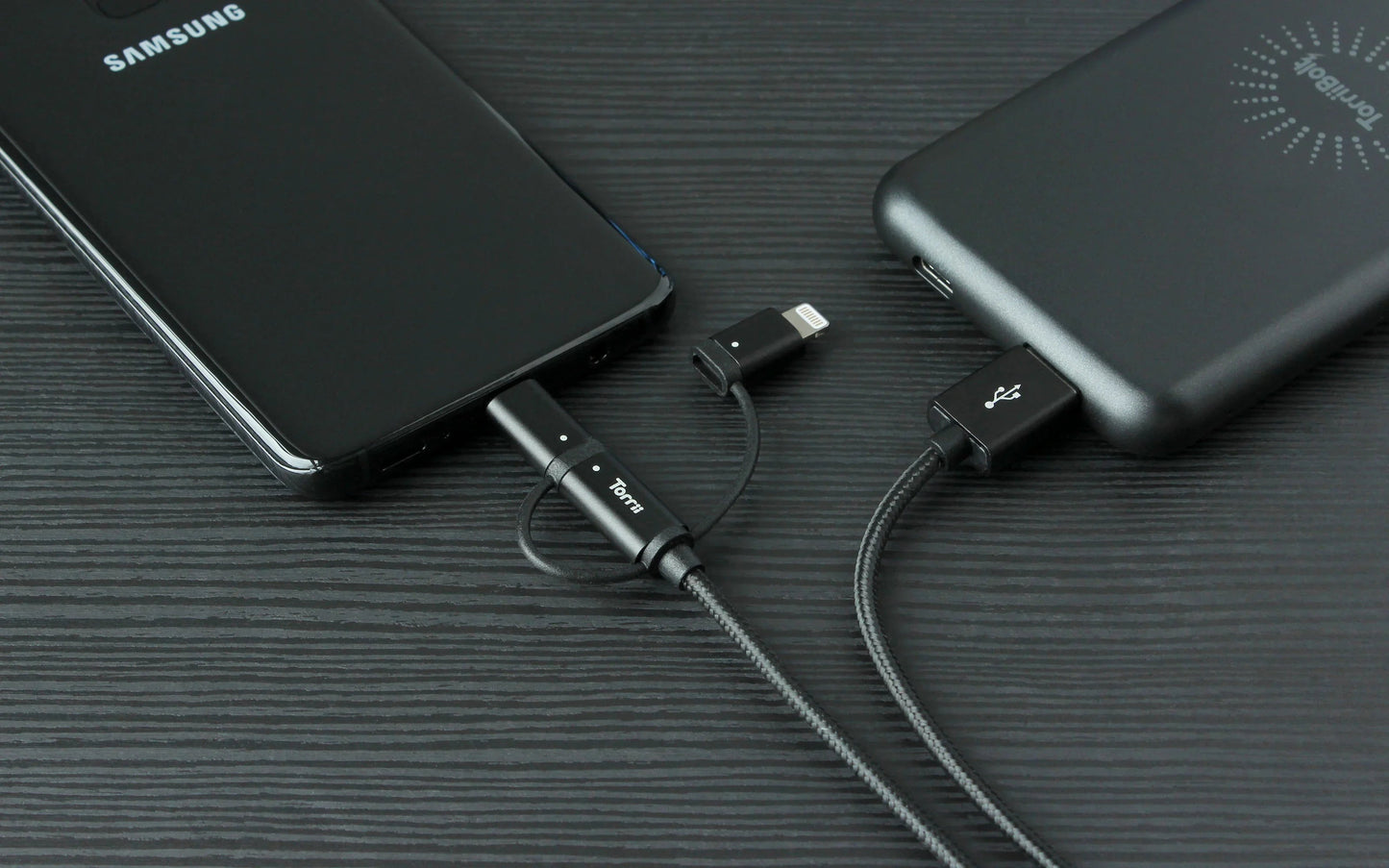 Torrii Kevable 3 In 1 Mfi Lightning/Type-C/Micro Usb - Black