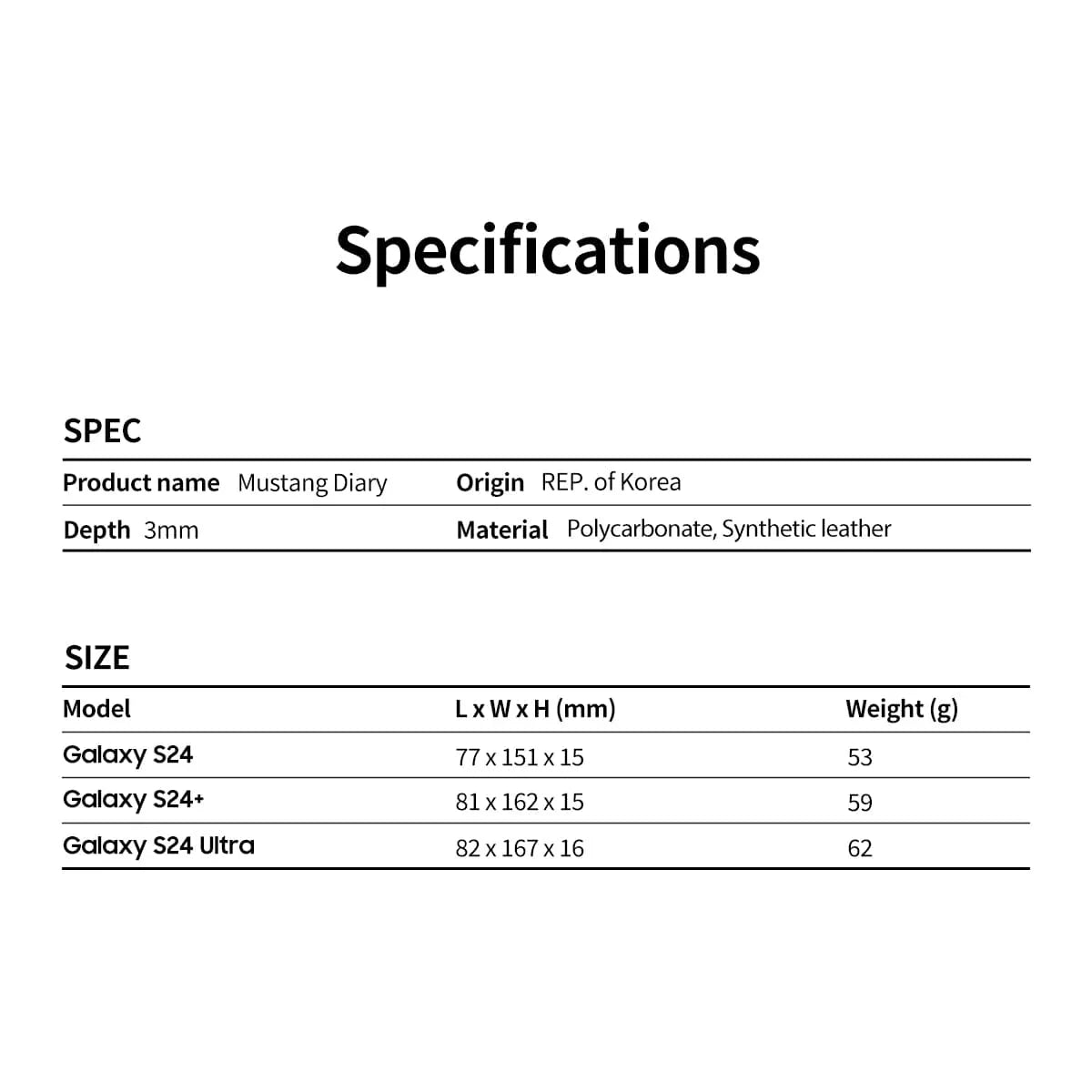 Galaxy S24 Ultra Araree Mustang Diary Wallet Case - Black