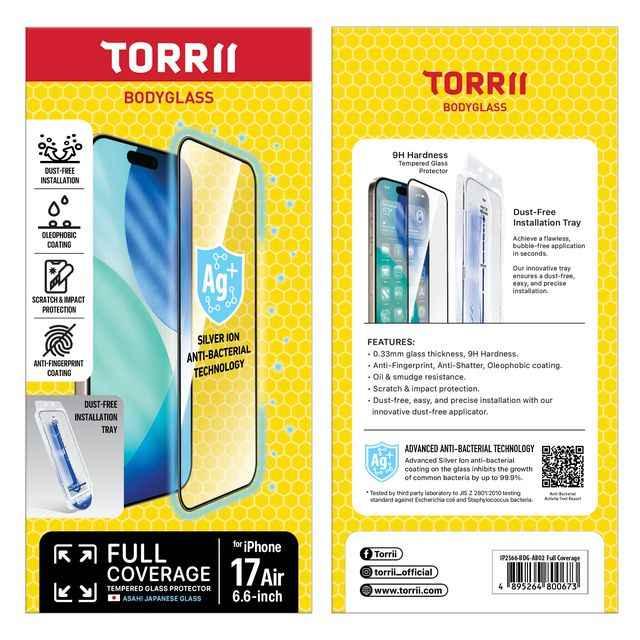 iPhone Air Torrii Bodyglass Screen Protector - Full Coverage