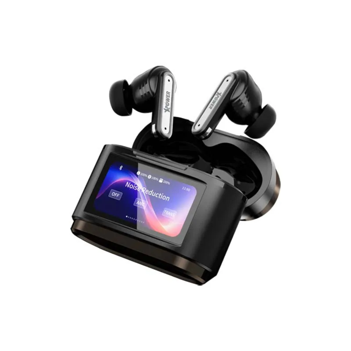 Xpower Motif Noise Cancelling TWS Bluetooth Earbuds with Display, Black