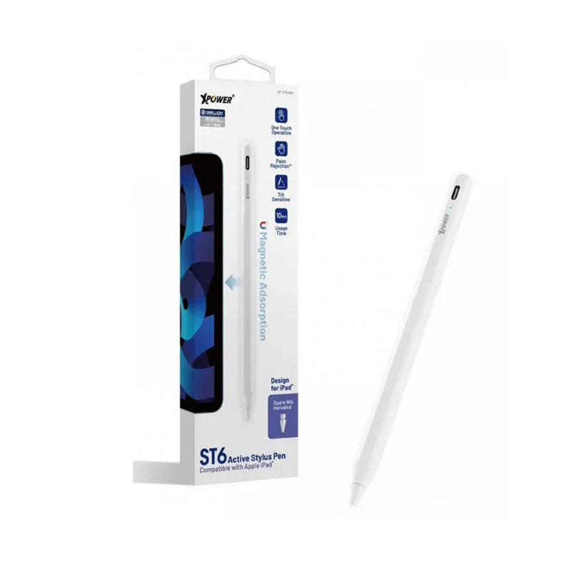 XPower ST6 Magnetic Active Stylus Pencil Compatible With Apple Ipad - White