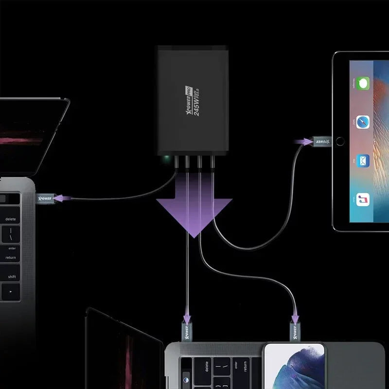 XPower Pro 245W 4 Port Desktop Charger - Black