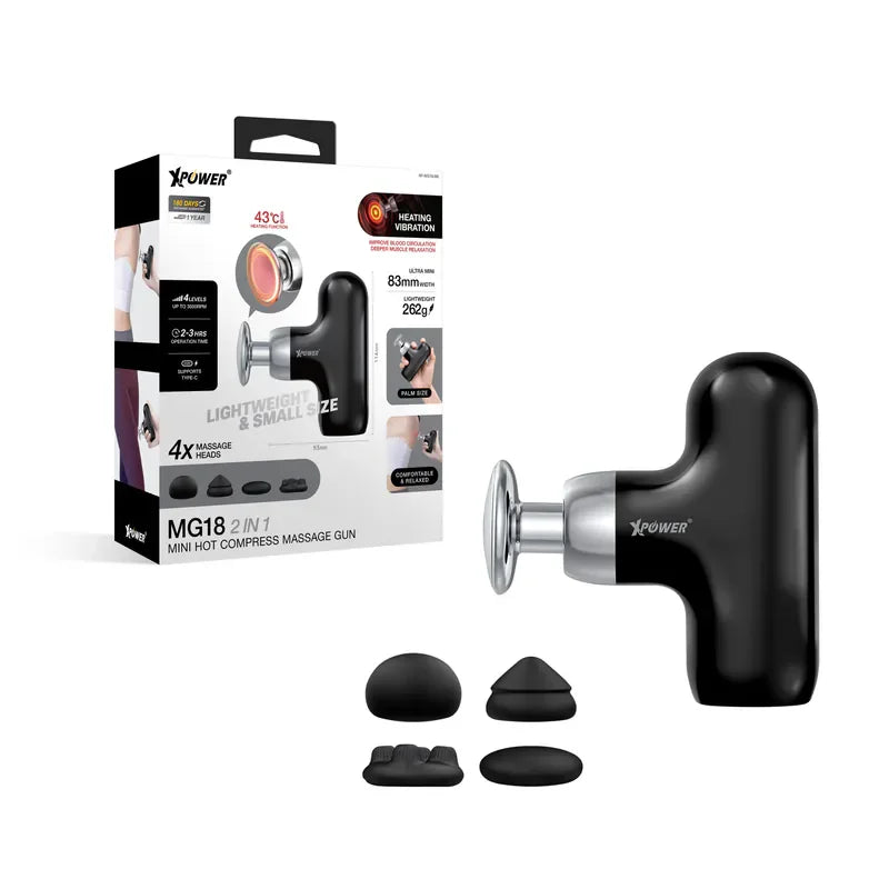 XPower Hot Compress Mini Massager - Black