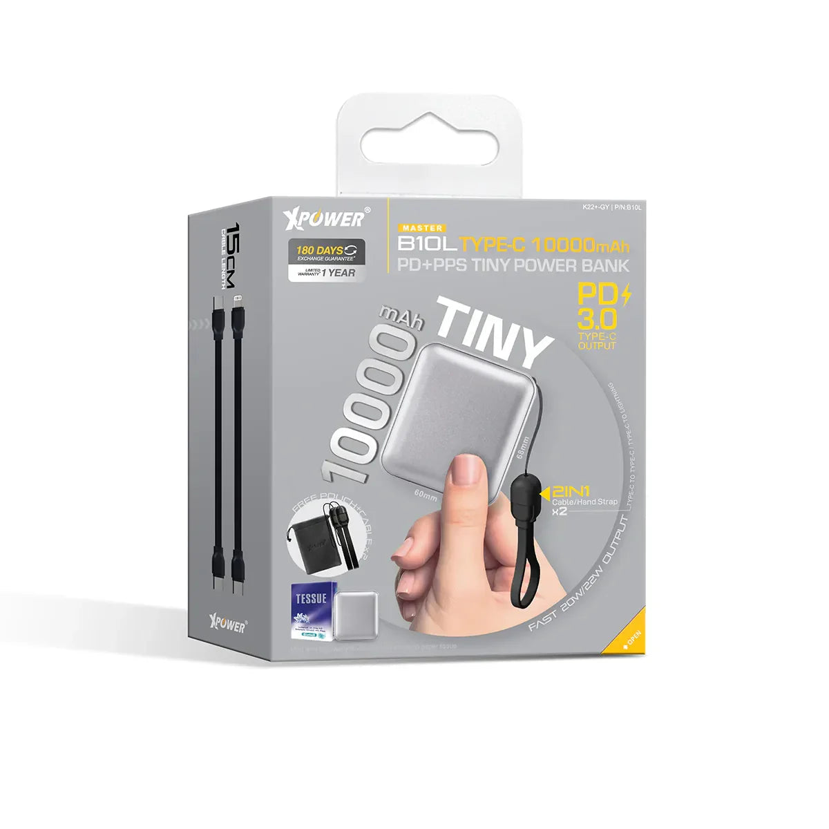 Xpower 10000mah 20w Tiny Power Bank - Grey