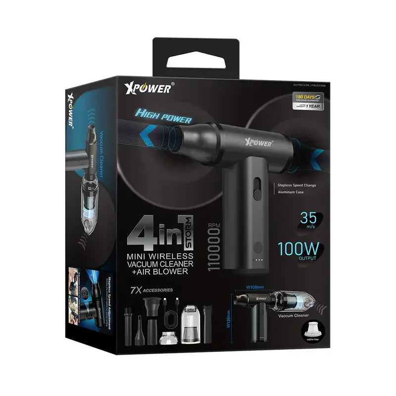 Xpower Mini Wireless Vacuum Cleaner + Air Blower Storm 4 In 1 - Black