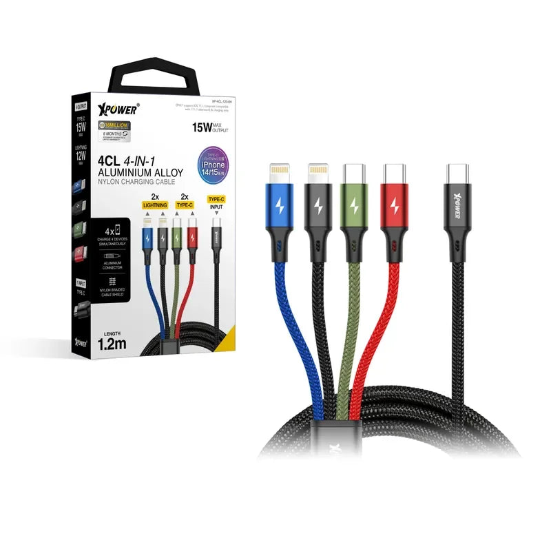 Xpower Type-C 4in1 1.2m Cable - Black