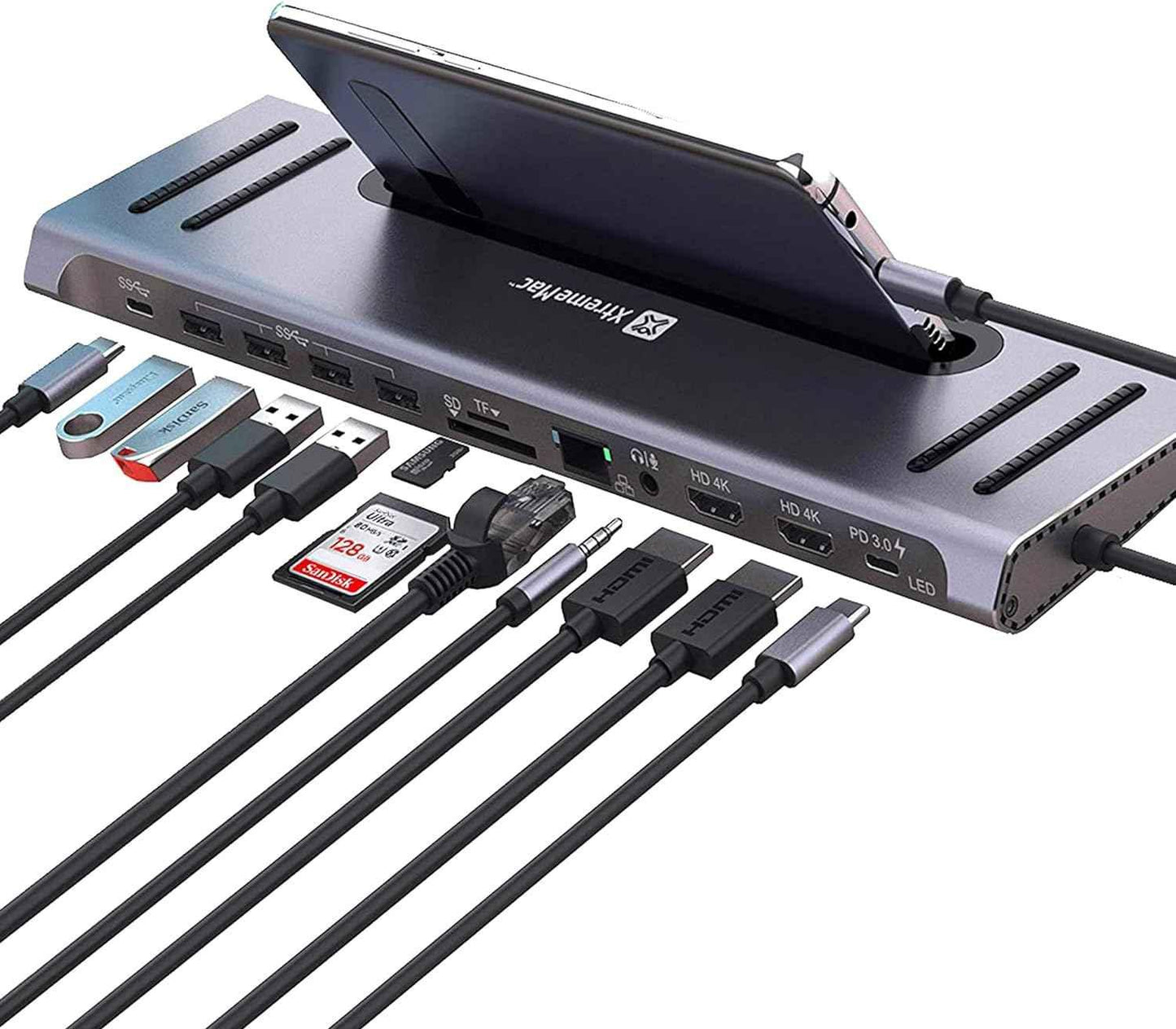 XtremeMac Type-C 12 In 1 Docking Hub Station - Silver