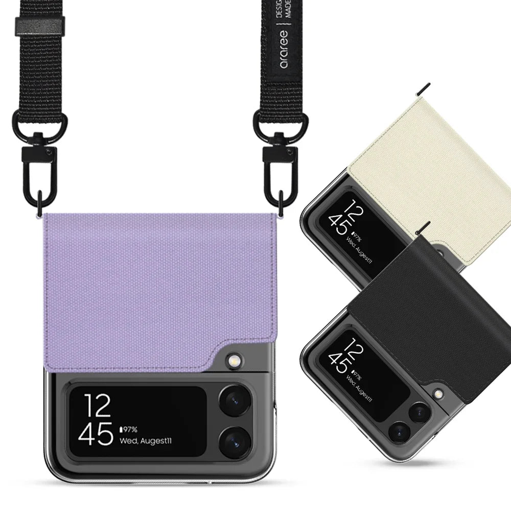 Samsung Z Flip 4 Araree Canvas Diary Case - Purple