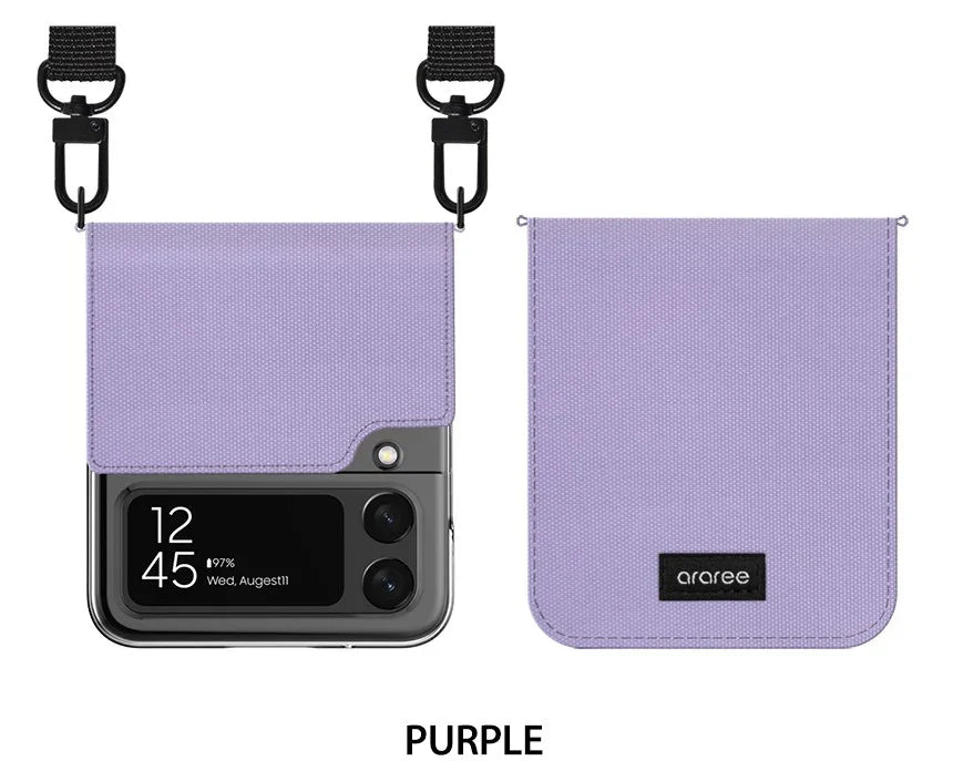 Samsung Z Flip 4 Araree Canvas Diary Case - Purple