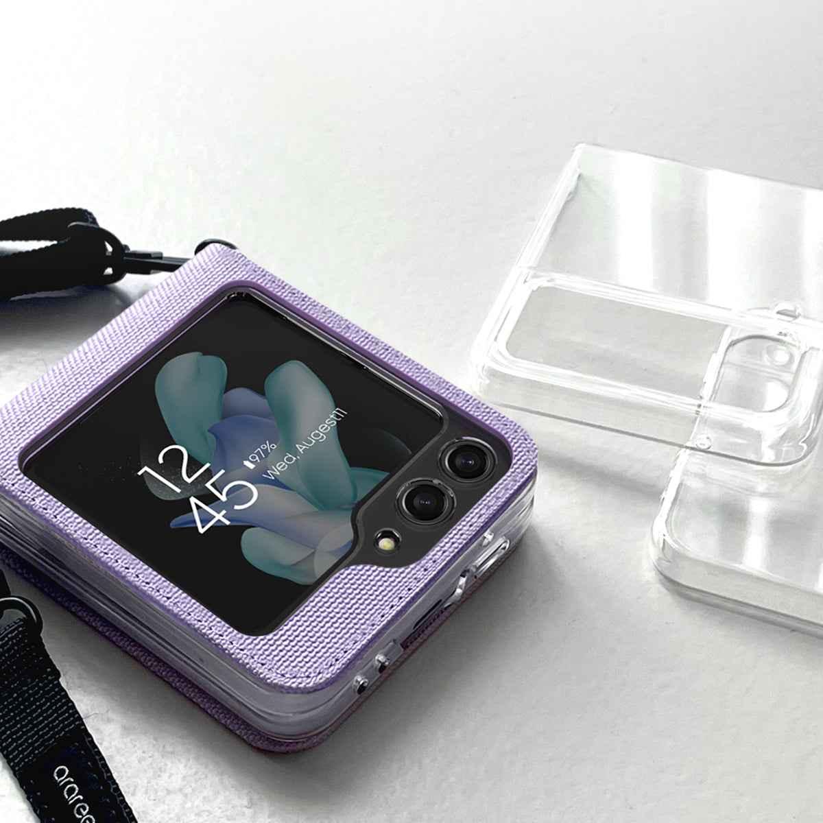 Araree Z Flip 5 Canvas Diary Flip Case - Purple