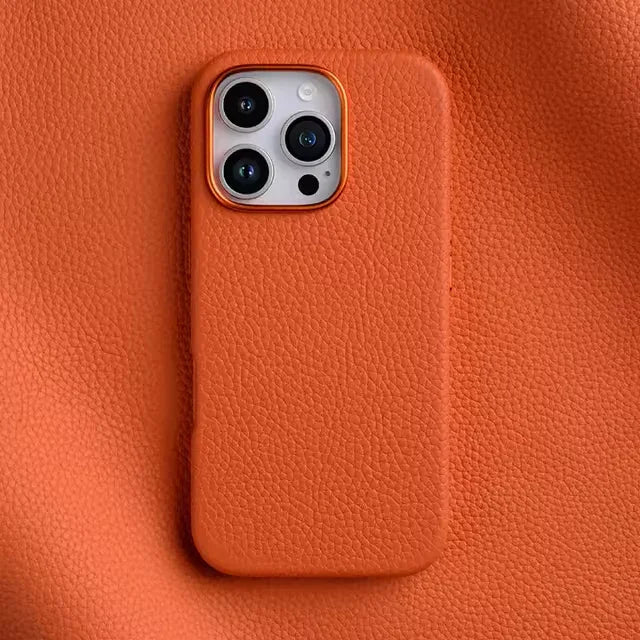 iPhone 16 Pro Melkco Origin Paris Premium Leather Magsafe Cover - Orange