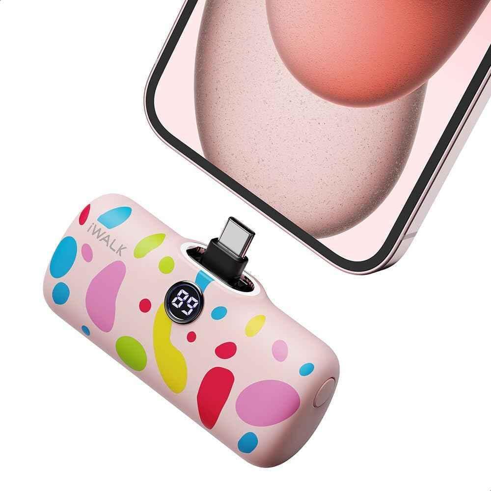 iWalk 4800mAh Type-C 20W Pocket Power Bank - Pink Pattern