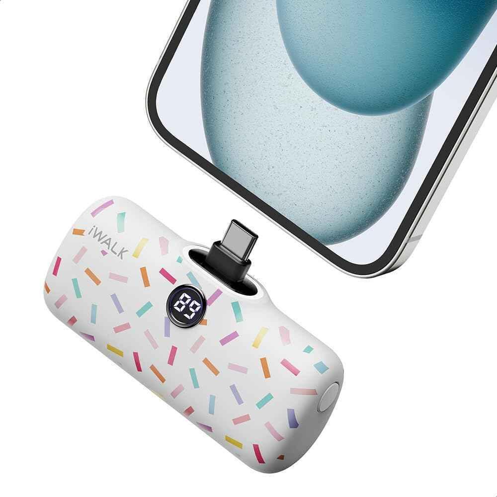 iWalk 4800mAh Type-C 20W Pocket Power Bank - White Pattern