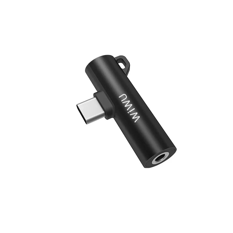 Wiwu St05 Type-C To 3.5 Audio Jack & Type-C Converter (Charging + Music) - Black (12 Month Warranty)