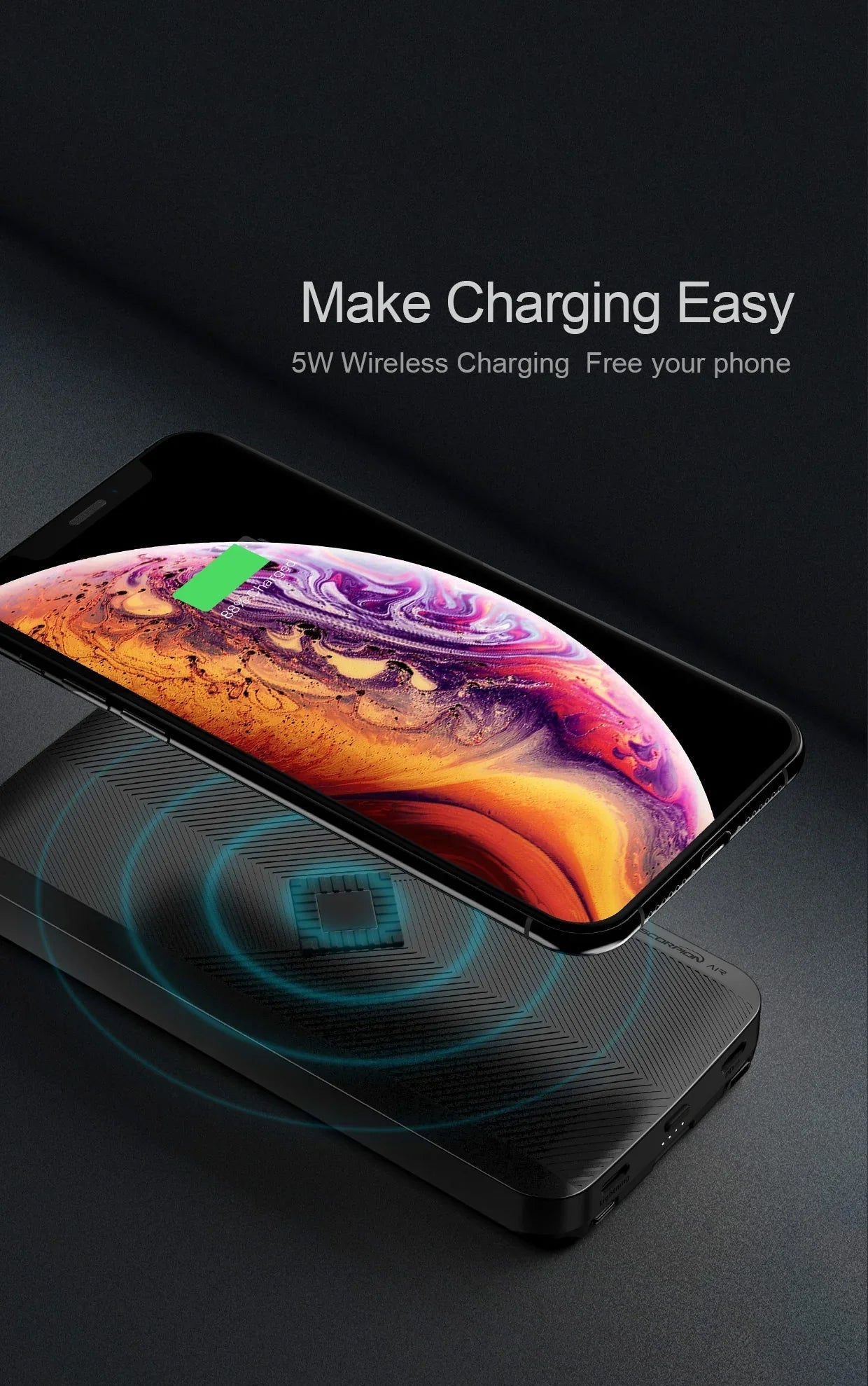 iWalk Scorpion Air 8000mAh Wireless Power Bank - Black