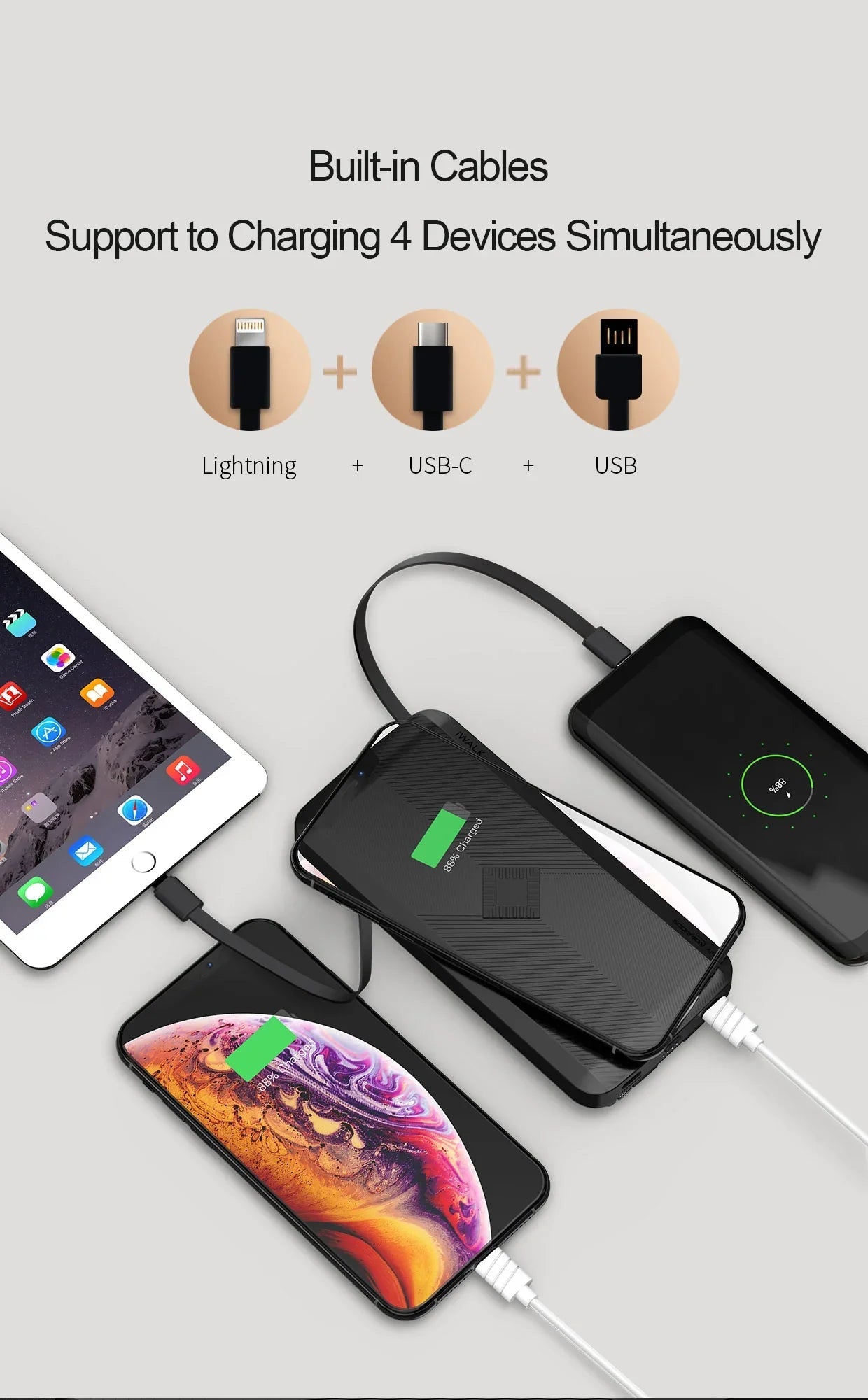 iWalk Scorpion Air 8000mAh Wireless Power Bank - Black