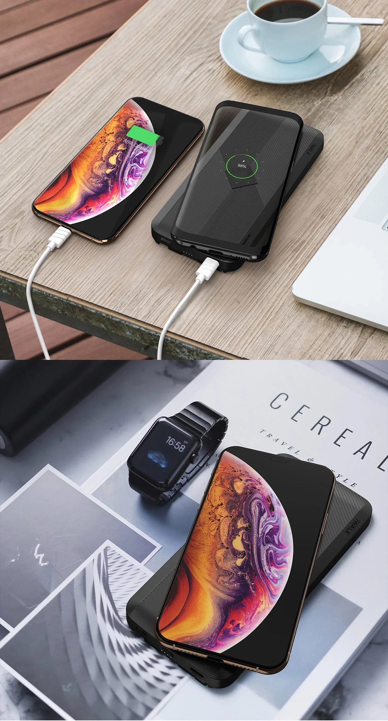 iWalk Scorpion Air 8000mAh Wireless Power Bank - Black