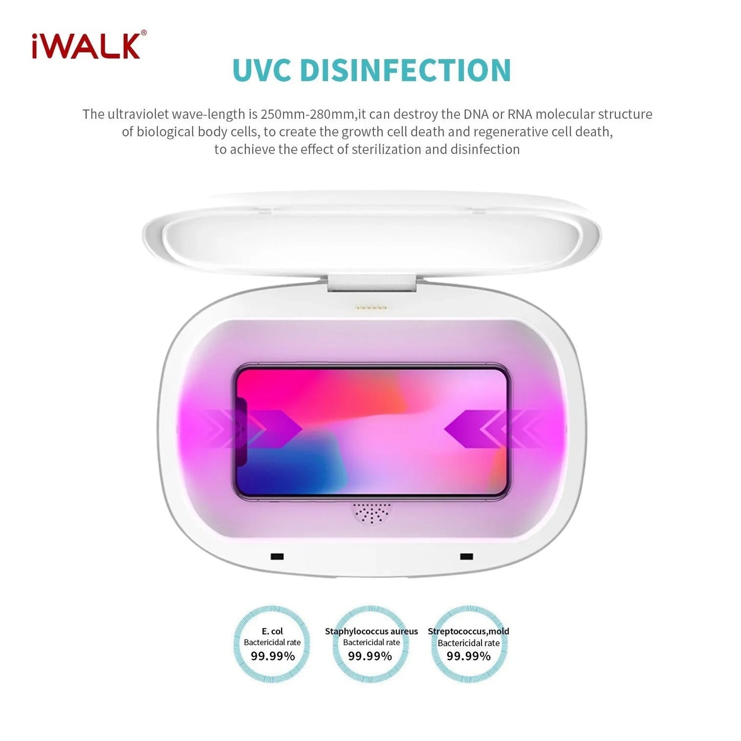 iWalk Capsule Multi-Function Disinfection Box With 10W Wireless Charging - White