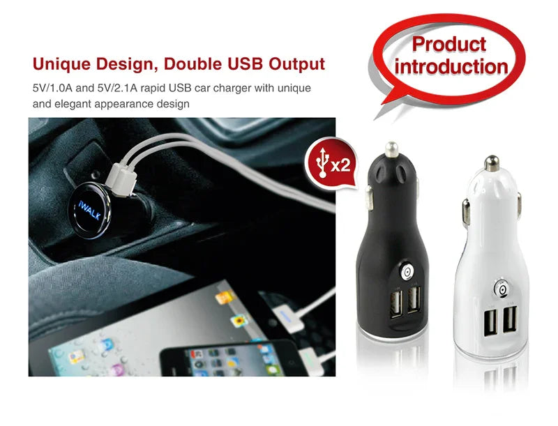 iWalk Dual Usb Car Charger - White
