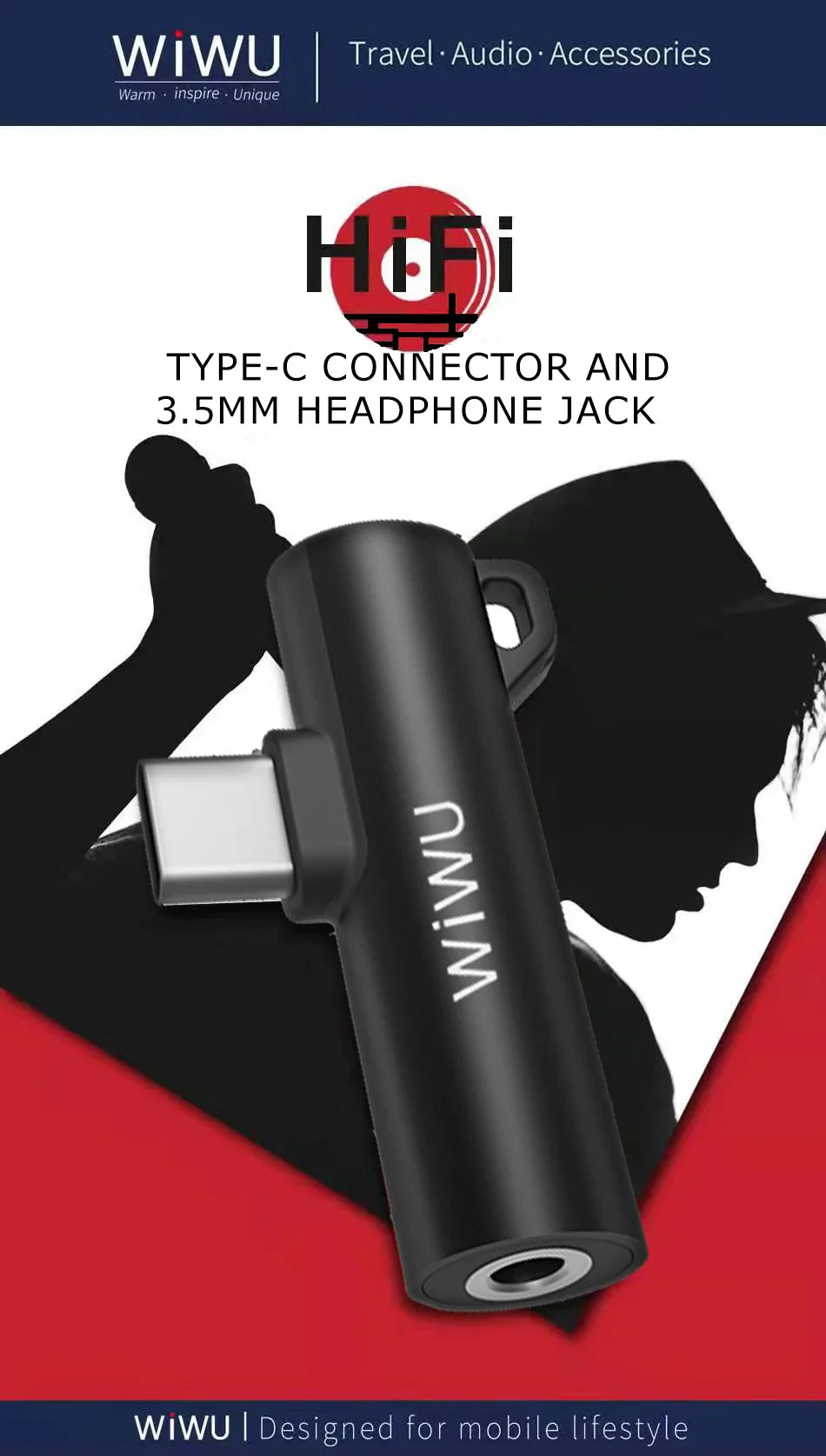 Wiwu St05 Type-C To 3.5 Audio Jack & Type-C Converter (Charging + Music) - Black (12 Month Warranty)