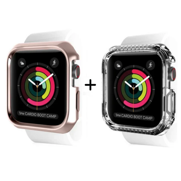 Apple Watch 44/45mm Itskins Spectrum Metal Cover - Rose Gold + Clear 2 Pcs