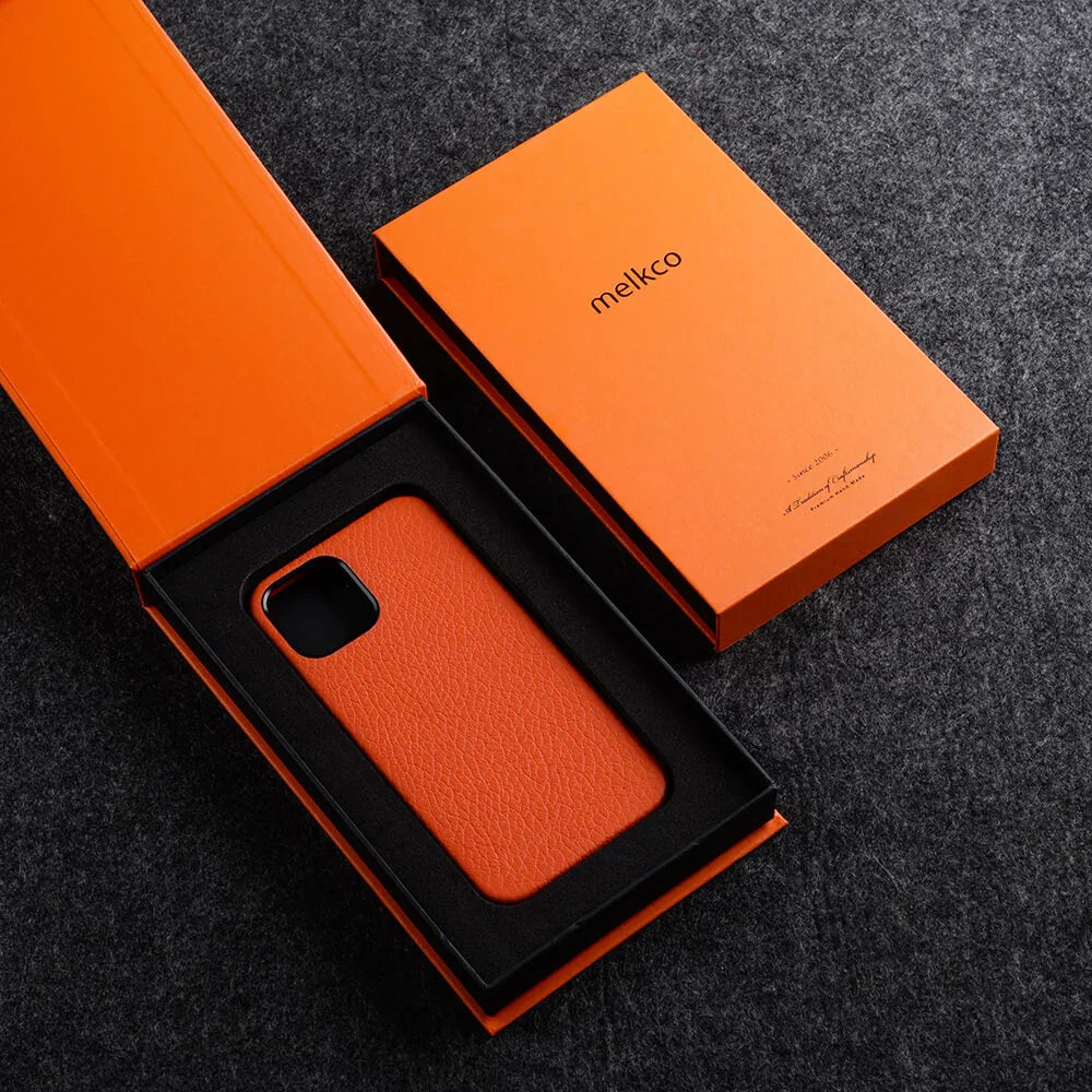 iPhone 15 Pro Max Melkco Origin Paris Premium Leather Magsafe Cover - Orange