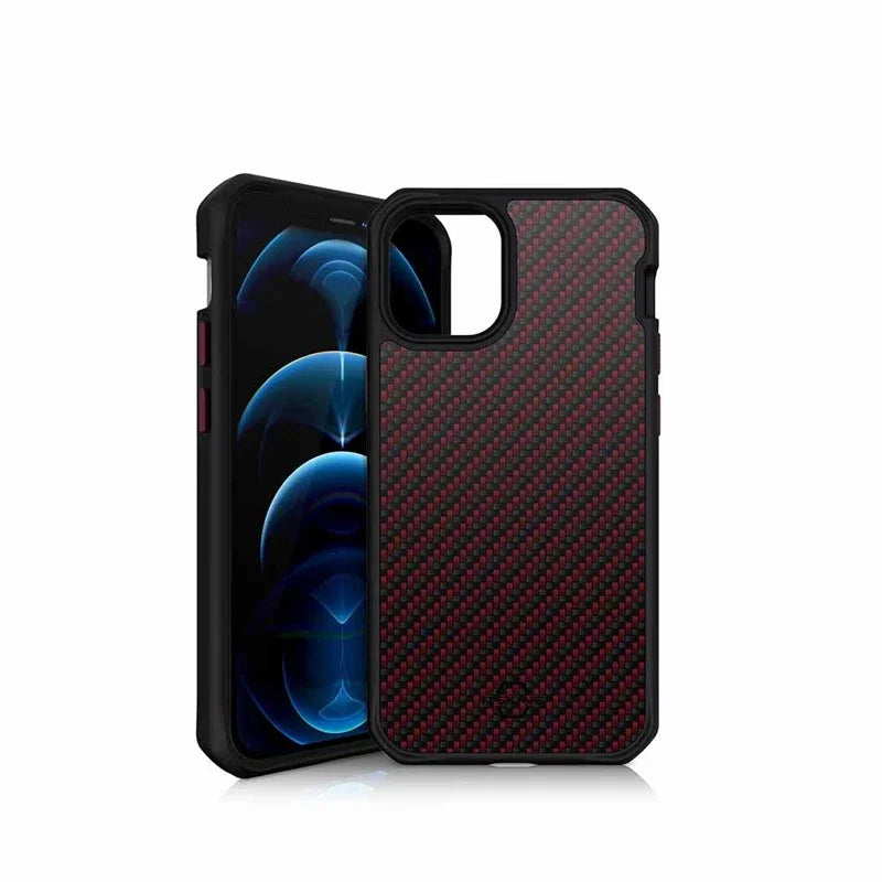 iPhone 12 & 12 Pro Itskins Hybrid Carbon Case - Red Carbon