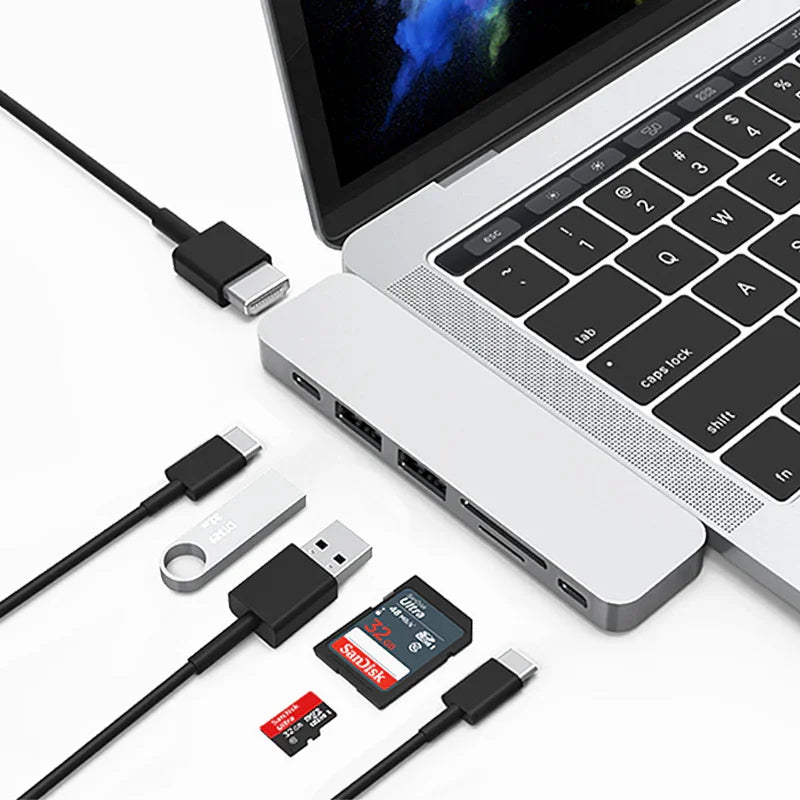 Wiwu Usb Type-C 7 In 1 Hub Aluminum Case For Macbook-T8