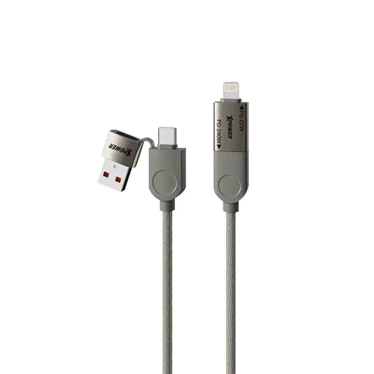 XPower 240W Magnetic 4 in 1 Zinc Alloy 1.2M Cable - Titanium