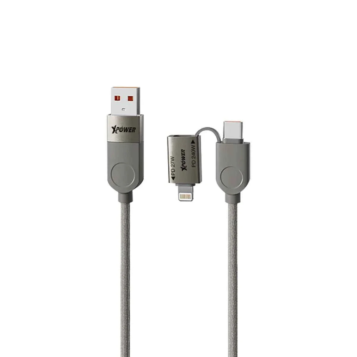 XPower 240W Magnetic 4 in 1 Zinc Alloy 1.2M Cable - Titanium