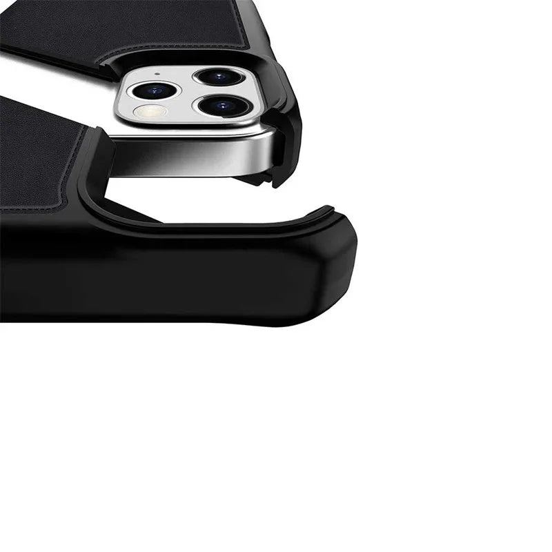 iPhone 12 & 12 Pro Itskins Hybrid Folio Leather Cover - Black