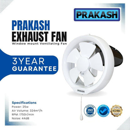 Prakash Window Mount Ventilating Fan / Exhaust Fan 6-inch (3 Year Guarantee)