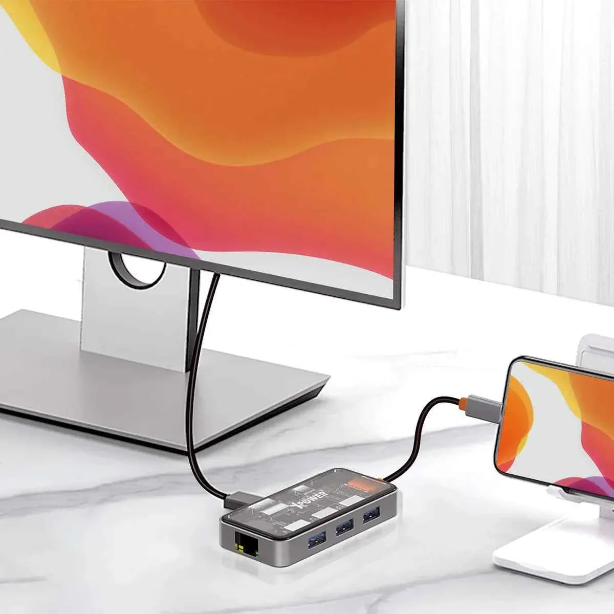 XPower HU62 6 In 1 100W PD Type-C Hub - Grey