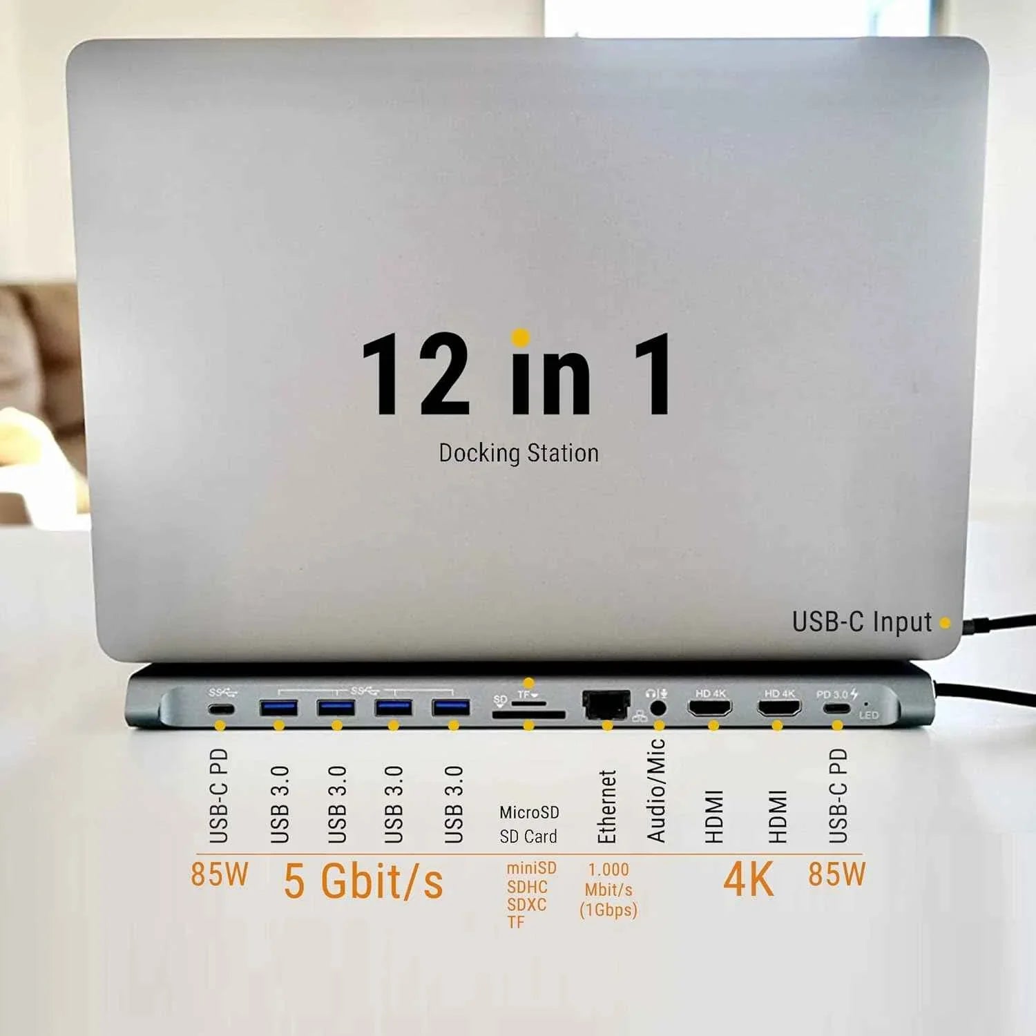 XtremeMac Type-C 12 In 1 Docking Hub Station - Silver