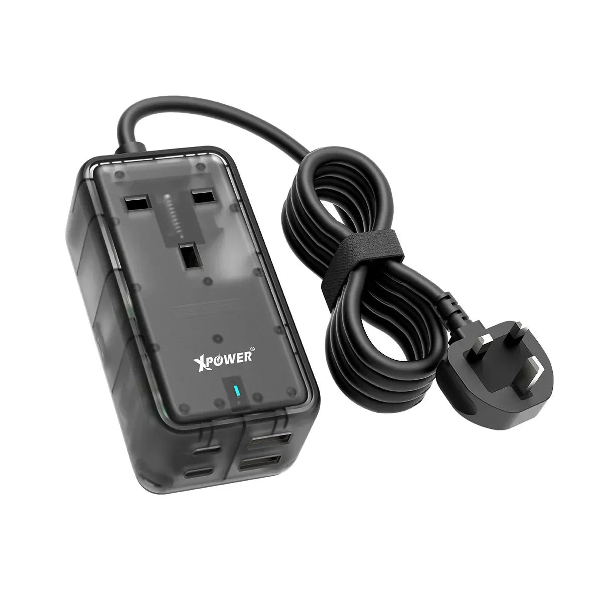 XPower PS1C 65W 5-Output Power Strip - Transparent Black