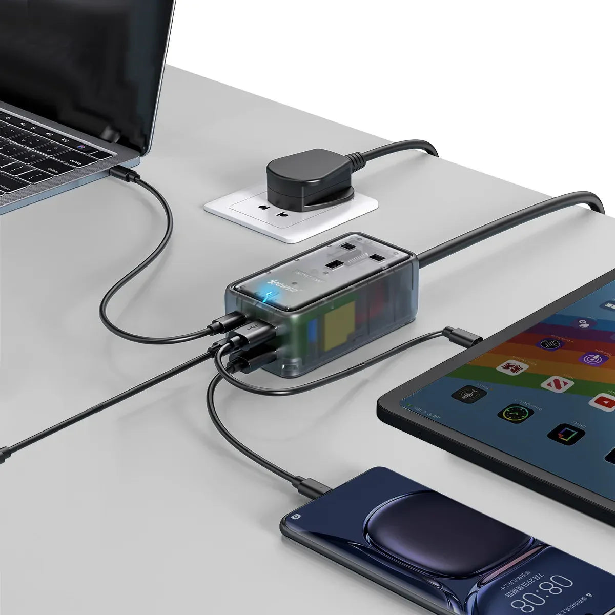 XPower PS1C 65W 5-Output Power Strip - Transparent Black