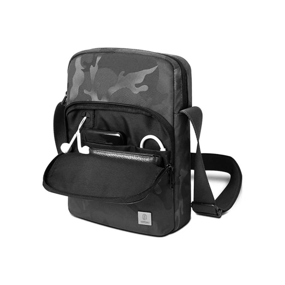 Wiwu Camou Crossbody Backpack With Charging Port - Black