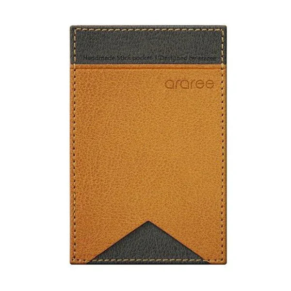 Araree Stick Pocket Genuine Leather Universal Card Holder - Saddle Brown