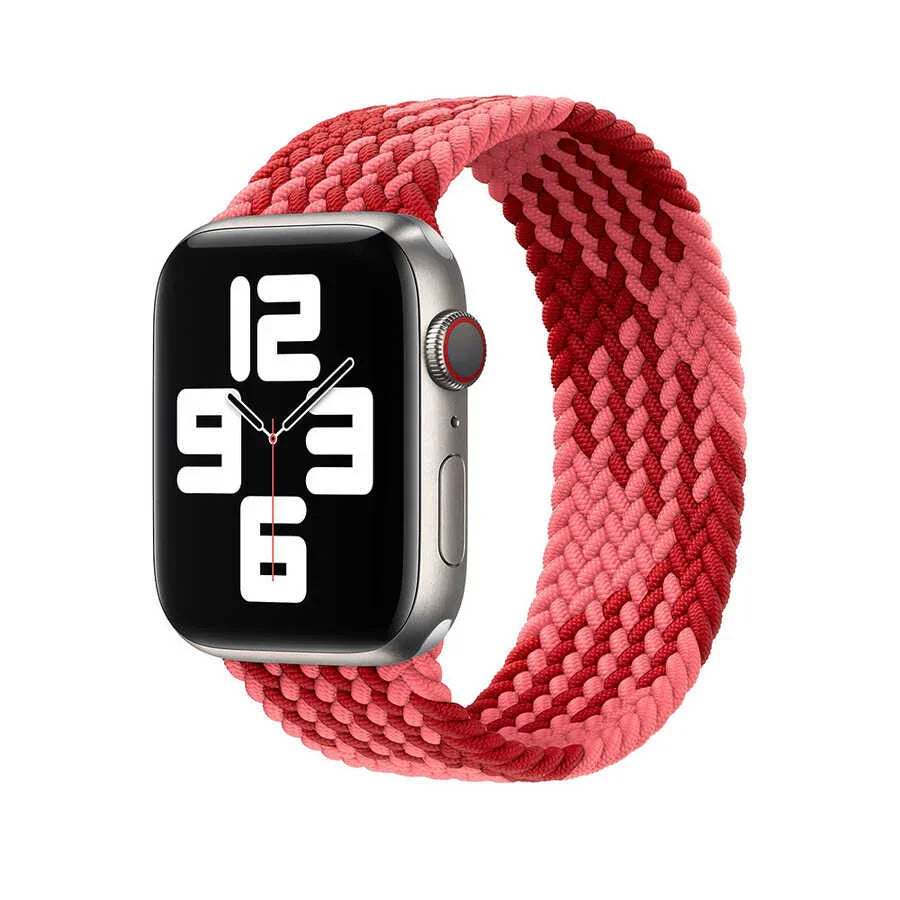 Wiwu Watch 49/46/45/44mm Braided Loop 155mm Belt - Pink+Red