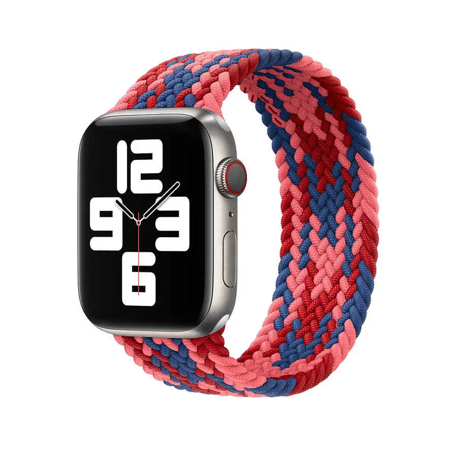 Wiwu Watch 49/46/45/44mm Braided Loop 155mm Belt - Pink+Red+Dark Blue