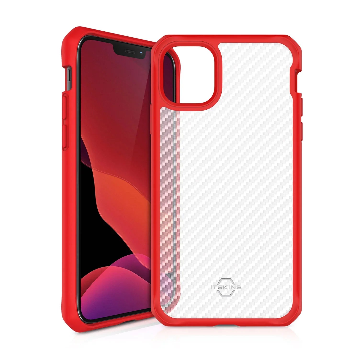 Itskins Hybrid Tek iPhone 12 Pro Max Case - Red And Transparent