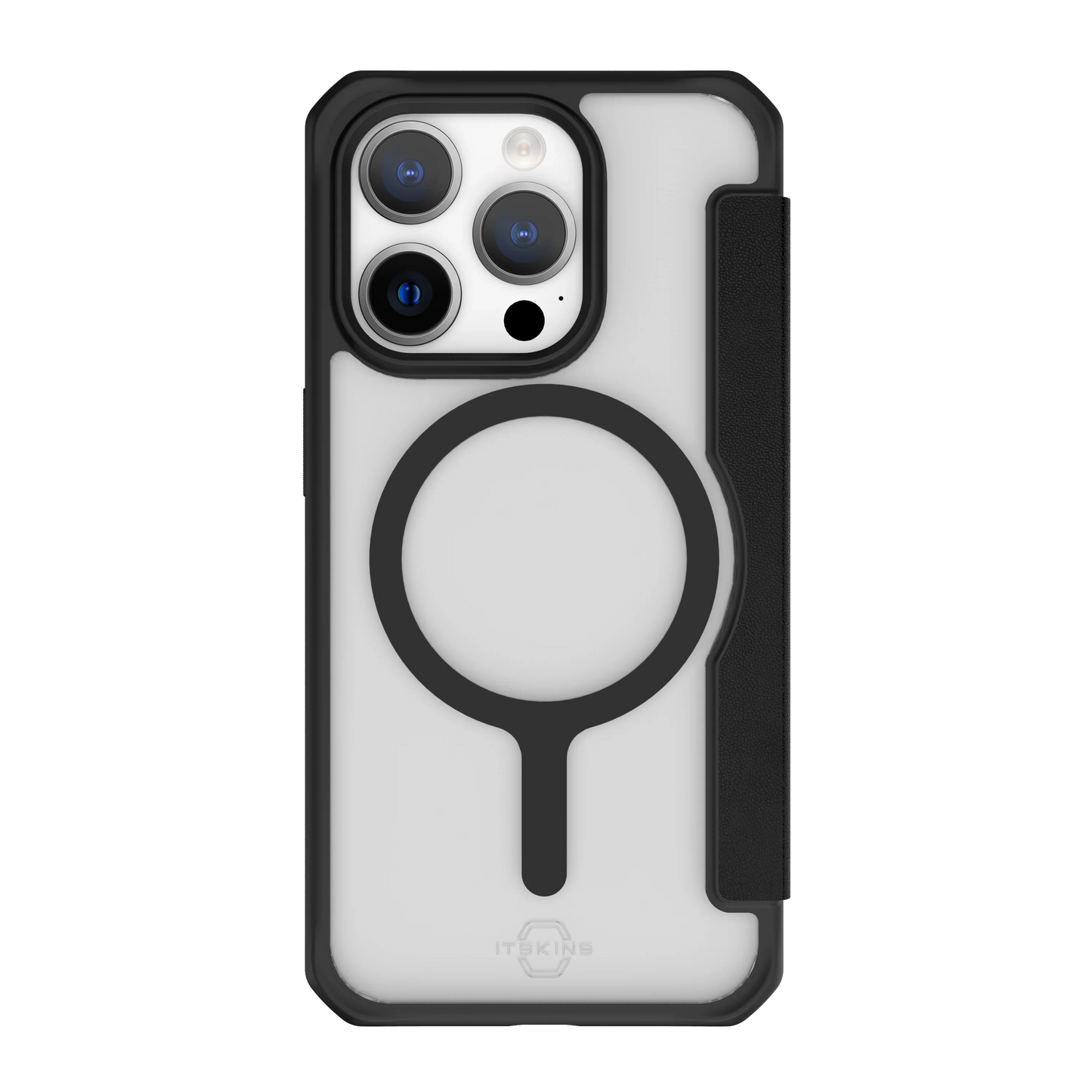 iPhone 15 Pro Max Itskins Hybrid Magfolio Leather Case - Black