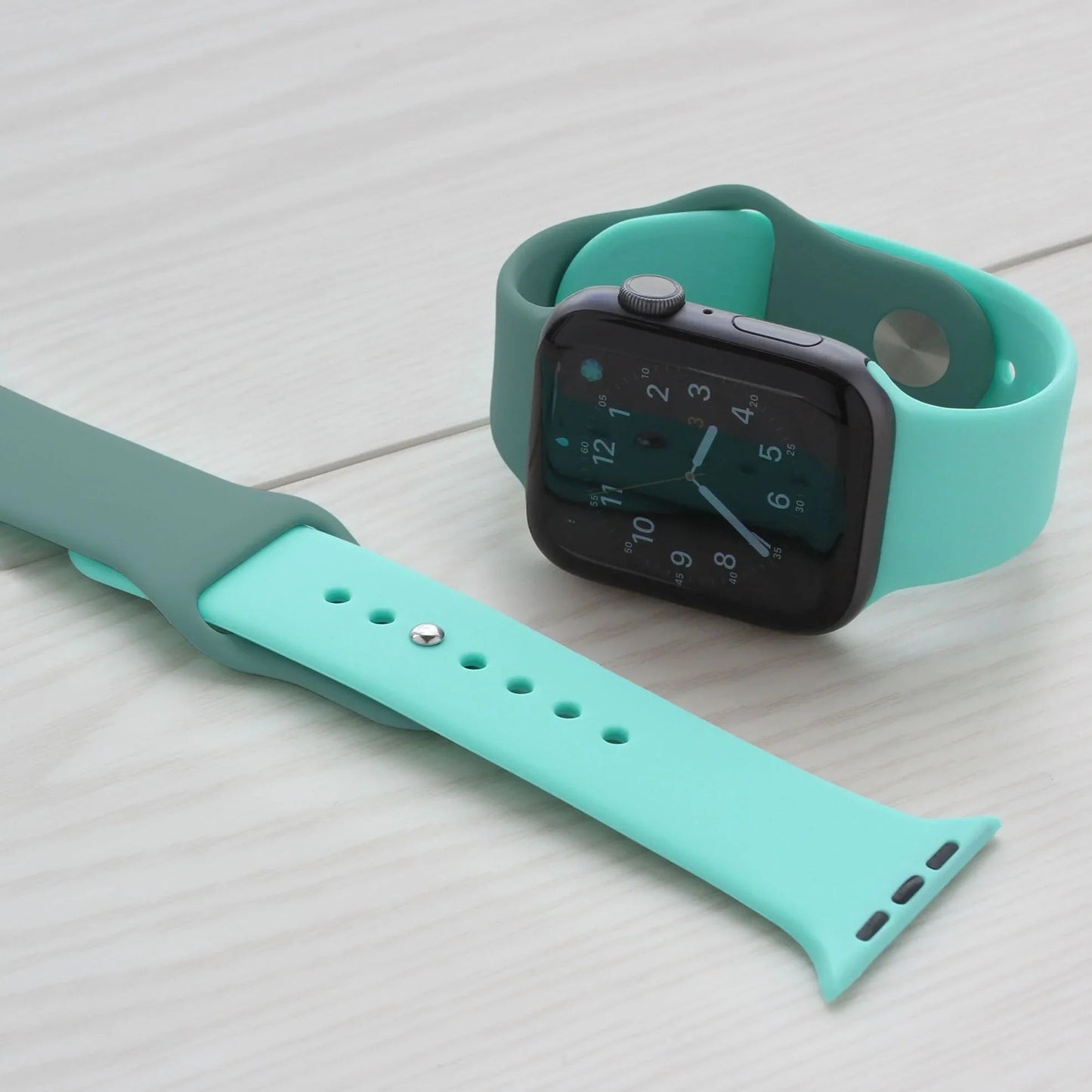 Apple Watch 49/46/45/44mm Torrii Silicone Mix Watch Belt - Dark Green/Aqua Blue