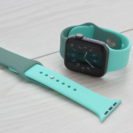 Apple Watch 49/46/45/44mm Torrii Silicone Mix Watch Belt - Dark Green/Aqua Blue