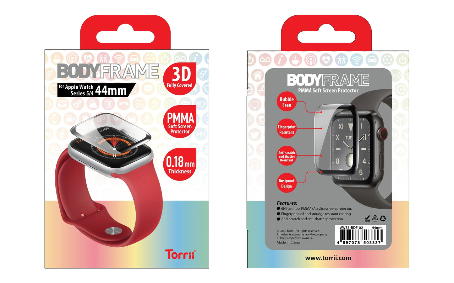 Apple Watch 44/45mm Torrii Bodyframe Screen Protector - Black