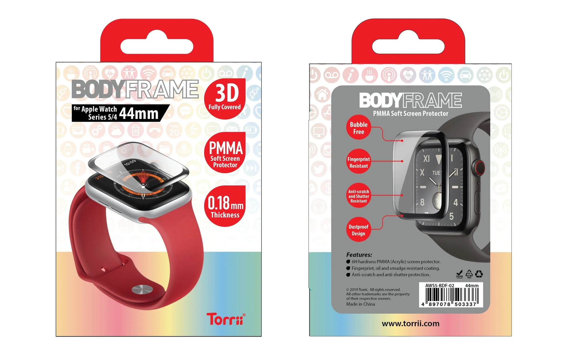 Apple Watch 44/45mm Torrii Bodyframe Screen Protector - Black